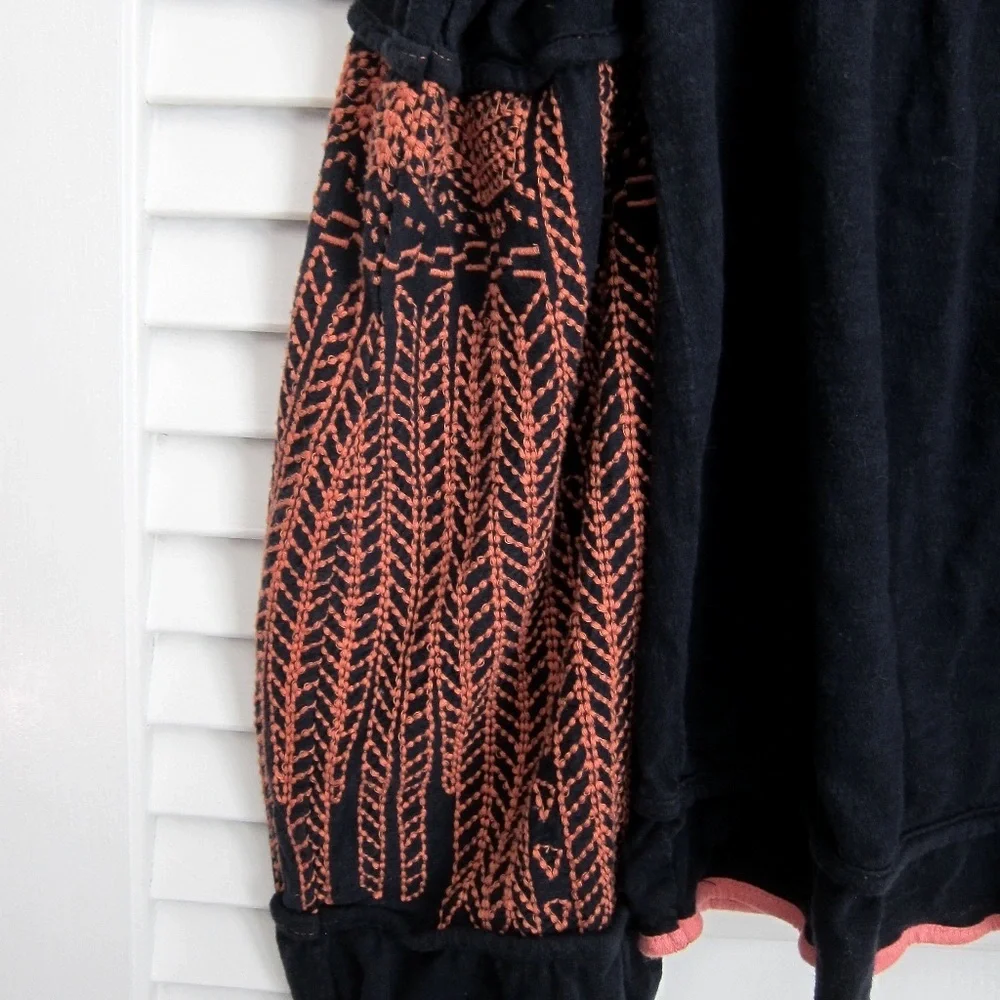 Free People Boho Peasant Top Bubble Puff Knit Sleeves